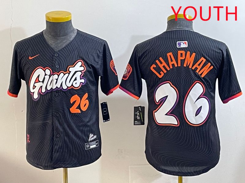 Youth San Francisco Giants #26 Chapman Black Joint Name 2025 Nike MLB Jersey style 6